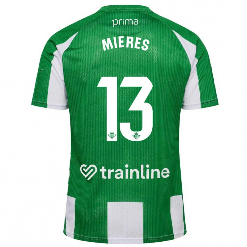Danxen Hombre Camiseta Malena Mieres García #13 Verde Blanco 1ª Equipación 2025/26 La Camisa México