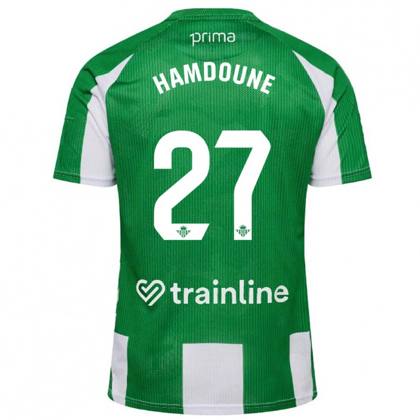 Danxen Hombre Camiseta Mohamed Hamdoune #27 Verde Blanco 1ª Equipación 2025/26 La Camisa México