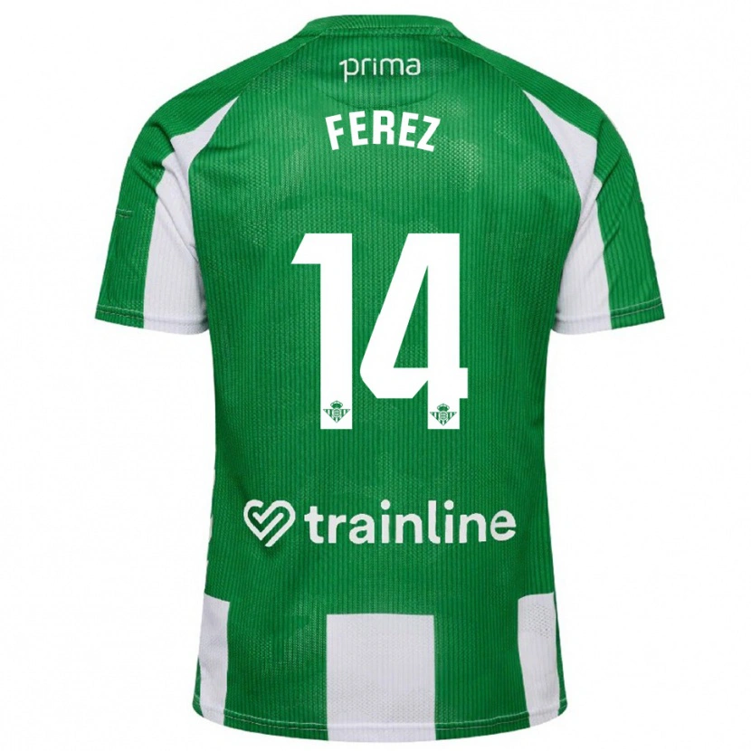 Danxen Hombre Camiseta Carolina Férez #14 Verde Blanco 1ª Equipación 2025/26 La Camisa México