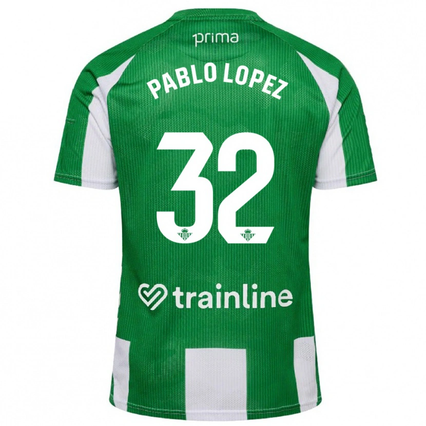 Danxen Hombre Camiseta Pablo López #32 Verde Blanco 1ª Equipación 2025/26 La Camisa México