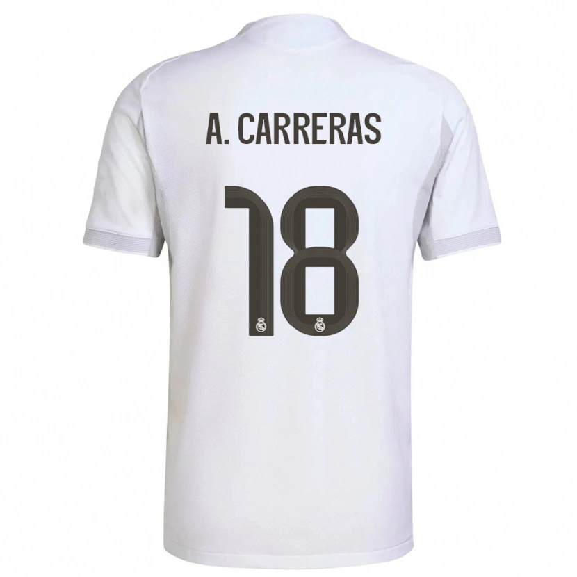 Danxen Hombre Camiseta Álvaro Carreras #18 Blanco Amarillo 1ª Equipación 2025/26 La Camisa México