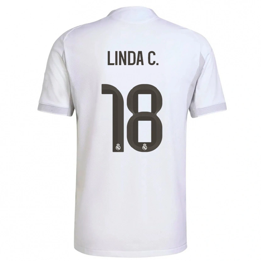 Danxen Hombre Camiseta Linda Caicedo #18 Blanco Amarillo 1ª Equipación 2025/26 La Camisa México
