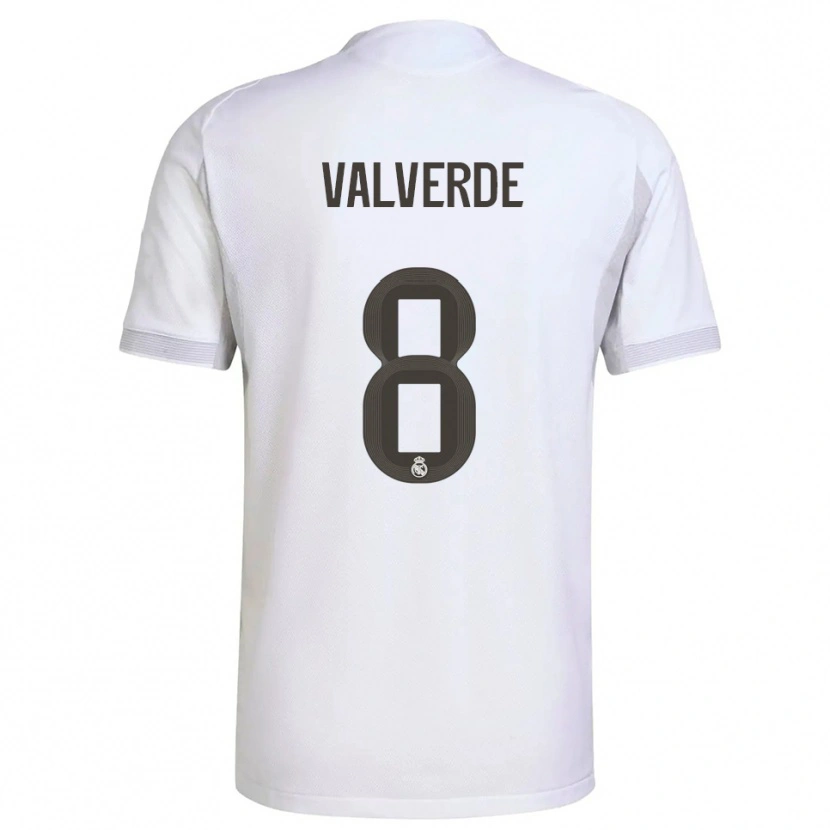 Danxen Hombre Camiseta Federico Valverde #8 Blanco Amarillo 1ª Equipación 2025/26 La Camisa México