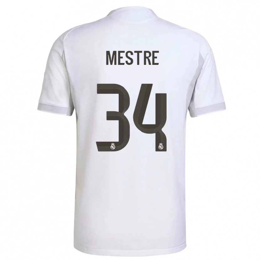 Danxen Hombre Camiseta Sergio Mestre #34 Blanco Amarillo 1ª Equipación 2025/26 La Camisa México