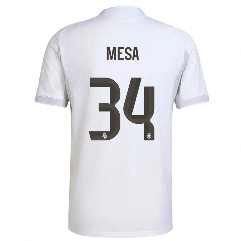 Danxen Hombre Camiseta Óscar Mesa #34 Blanco Amarillo 1ª Equipación 2025/26 La Camisa México