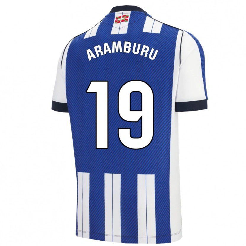 Danxen Hombre Camiseta Jon Aramburu #19 Azul Blanco 1ª Equipación 2025/26 La Camisa México