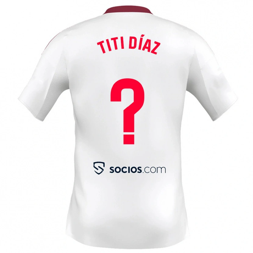 Danxen Hombre Camiseta Titi Díaz #0 Blanco Rojo 1ª Equipación 2025/26 La Camisa México