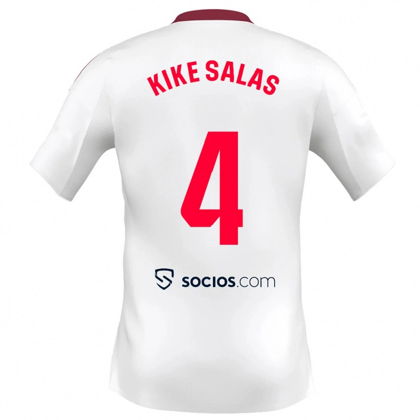 Danxen Hombre Camiseta Kike Salas #4 Blanco Rojo 1ª Equipación 2025/26 La Camisa México