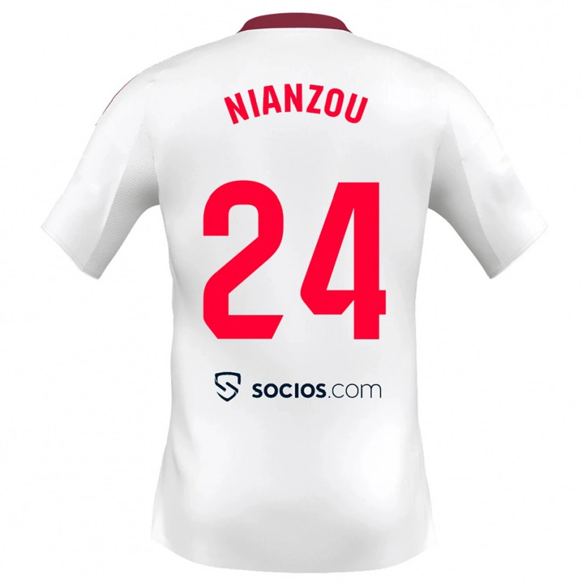 Danxen Hombre Camiseta Tanguy Nianzou #24 Blanco Rojo 1ª Equipación 2025/26 La Camisa México