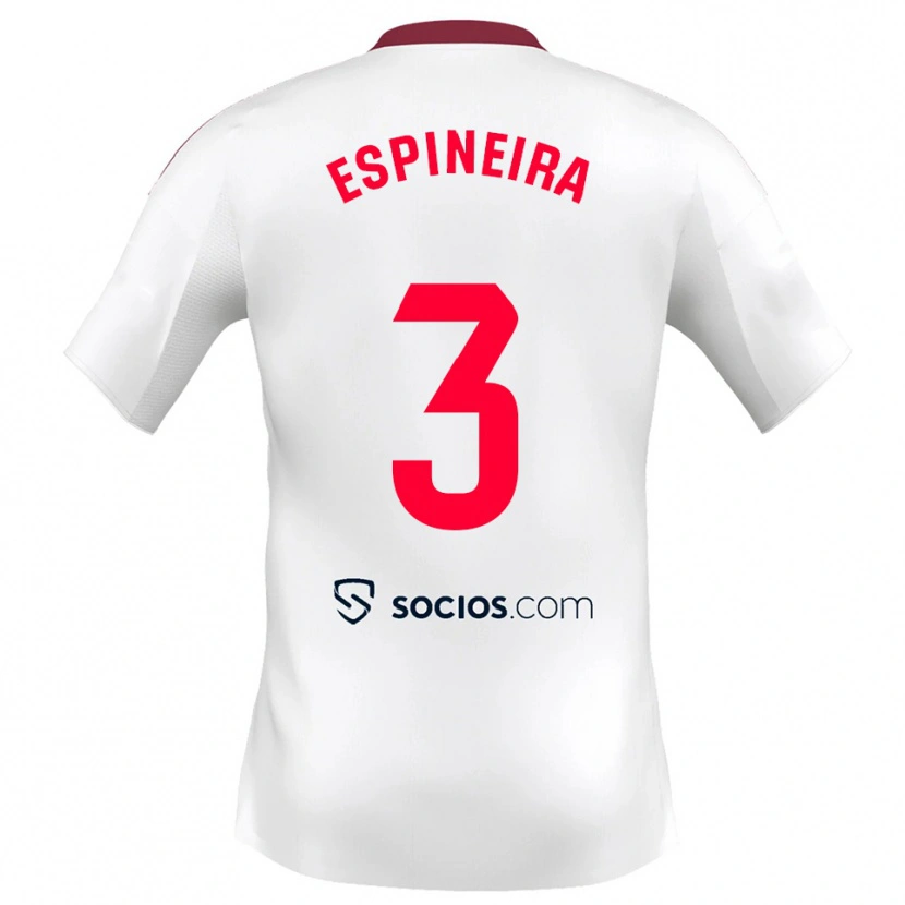 Danxen Hombre Camiseta Alberto Espiñeira #3 Blanco Rojo 1ª Equipación 2025/26 La Camisa México
