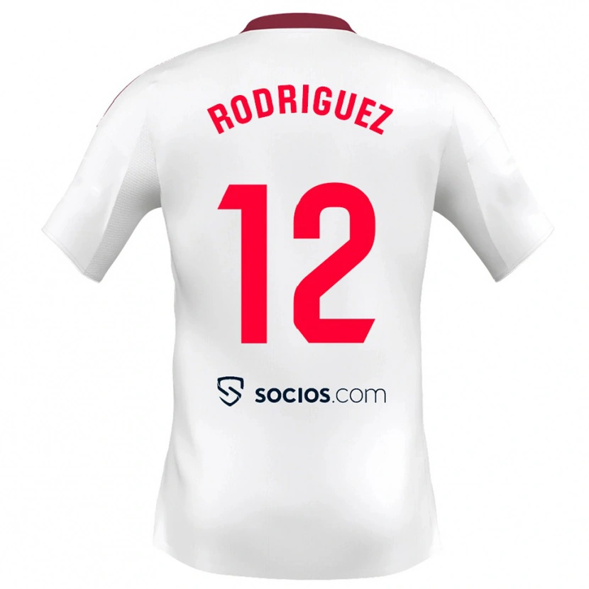 Danxen Hombre Camiseta Lucía María Rodríguez Herrero #12 Blanco Rojo 1ª Equipación 2025/26 La Camisa México