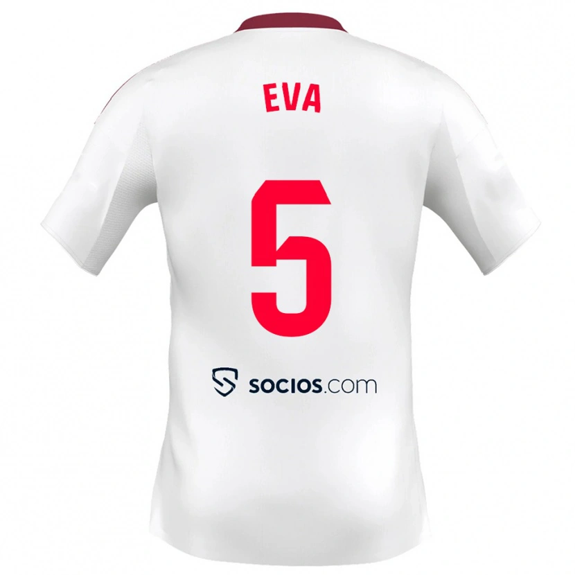 Danxen Hombre Camiseta Eva Llamas Hernández #5 Blanco Rojo 1ª Equipación 2025/26 La Camisa México