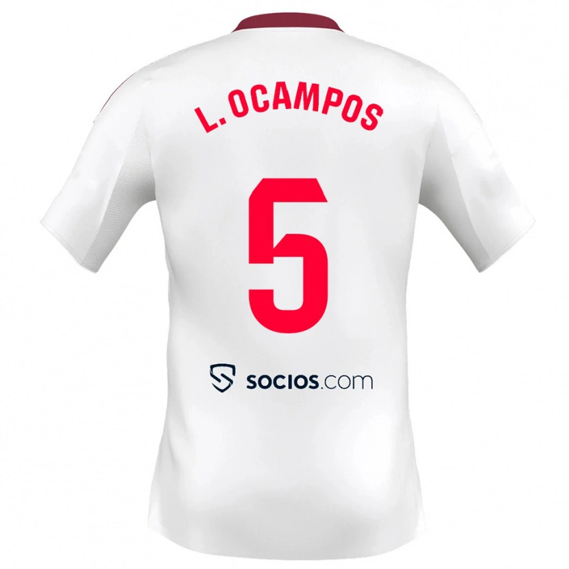 Danxen Hombre Camiseta Lucas Ocampos #5 Blanco Rojo 1ª Equipación 2025/26 La Camisa México