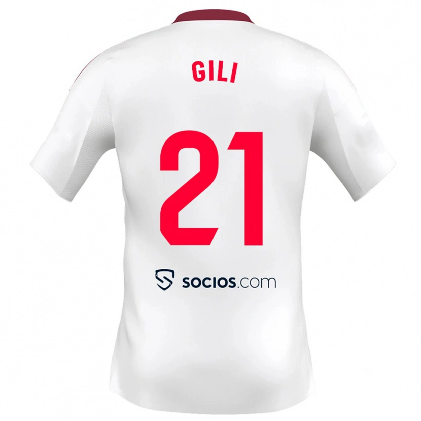 Danxen Hombre Camiseta Gemma Gili #21 Blanco Rojo 1ª Equipación 2025/26 La Camisa México