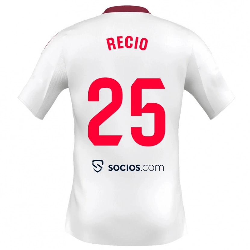 Danxen Hombre Camiseta Sergio Recio #25 Blanco Rojo 1ª Equipación 2025/26 La Camisa México