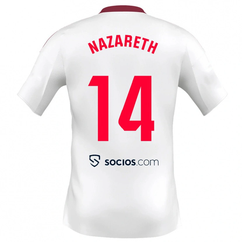 Danxen Hombre Camiseta Nazareth Martín #14 Blanco Rojo 1ª Equipación 2025/26 La Camisa México