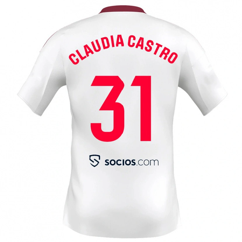 Danxen Hombre Camiseta Claudia Castro Romero #31 Blanco Rojo 1ª Equipación 2025/26 La Camisa México