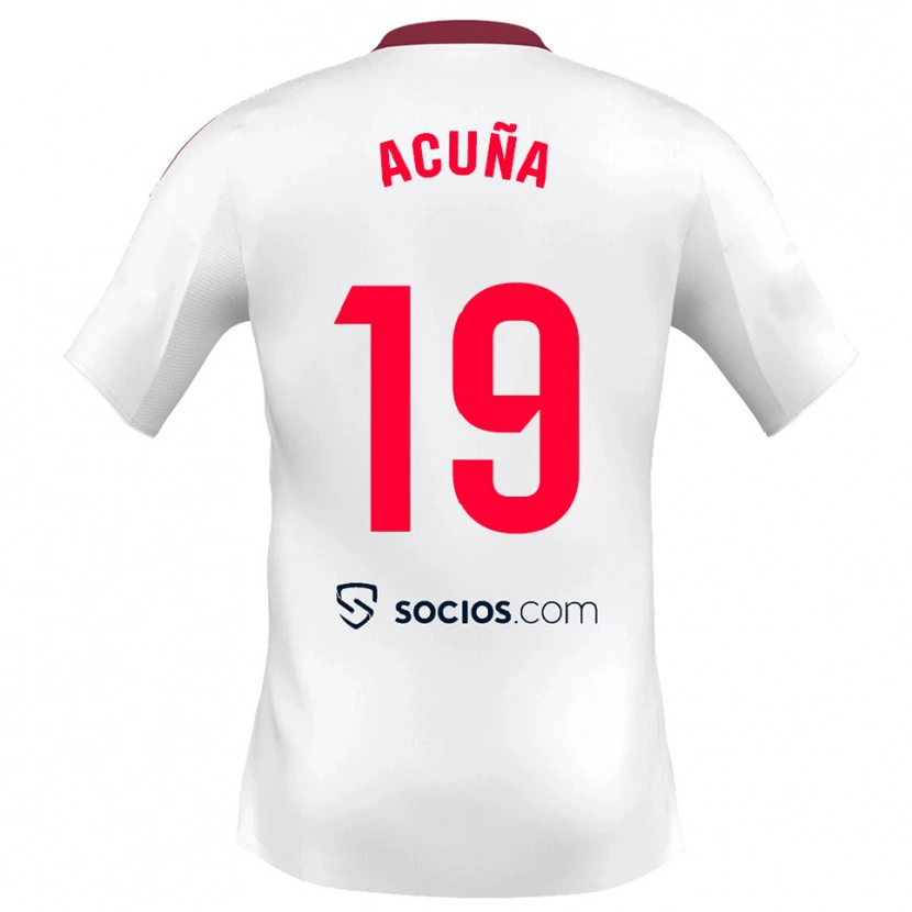 Danxen Hombre Camiseta Marcos Acuna #19 Blanco Rojo 1ª Equipación 2025/26 La Camisa México