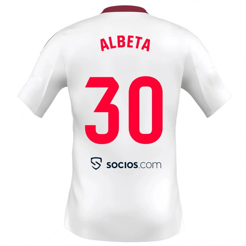 Danxen Hombre Camiseta Alba María López Montiel #30 Blanco Rojo 1ª Equipación 2025/26 La Camisa México