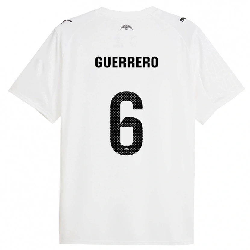 Danxen Hombre Camiseta Paula Guerrero #6 Blanco Negro 1ª Equipación 2025/26 La Camisa México