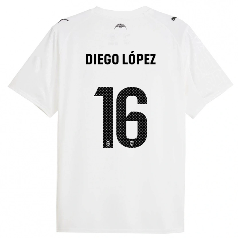 Danxen Hombre Camiseta Diego López #16 Blanco Negro 1ª Equipación 2025/26 La Camisa México