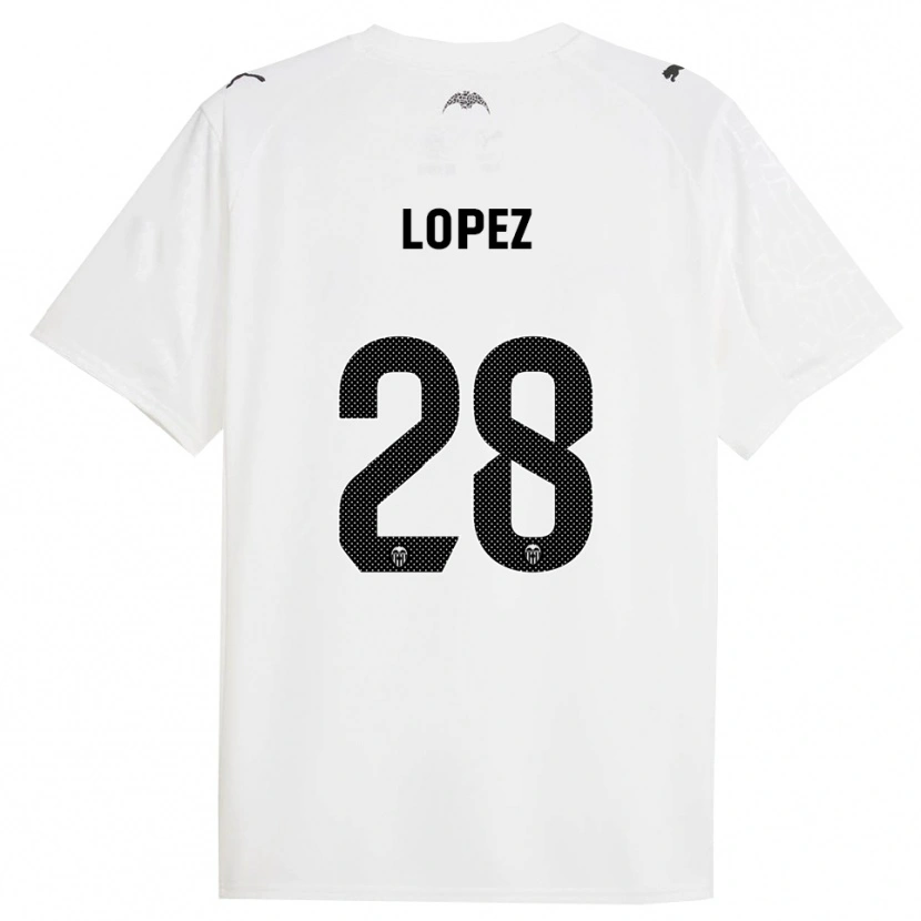 Danxen Hombre Camiseta Saray Lopez #28 Blanco Negro 1ª Equipación 2025/26 La Camisa México