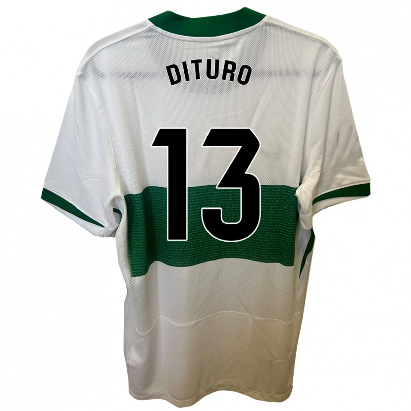 Danxen Hombre Camiseta Matías Dituro #13 Blanco Verde 1ª Equipación 2025/26 La Camisa México