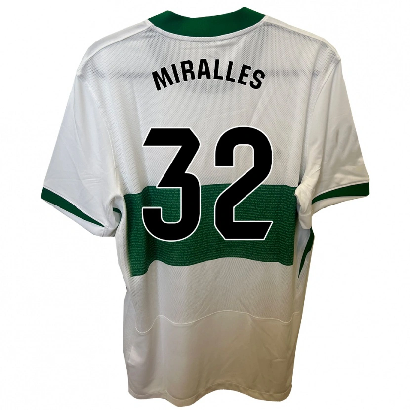 Danxen Hombre Camiseta Álvaro Miralles #32 Blanco Verde 1ª Equipación 2025/26 La Camisa México