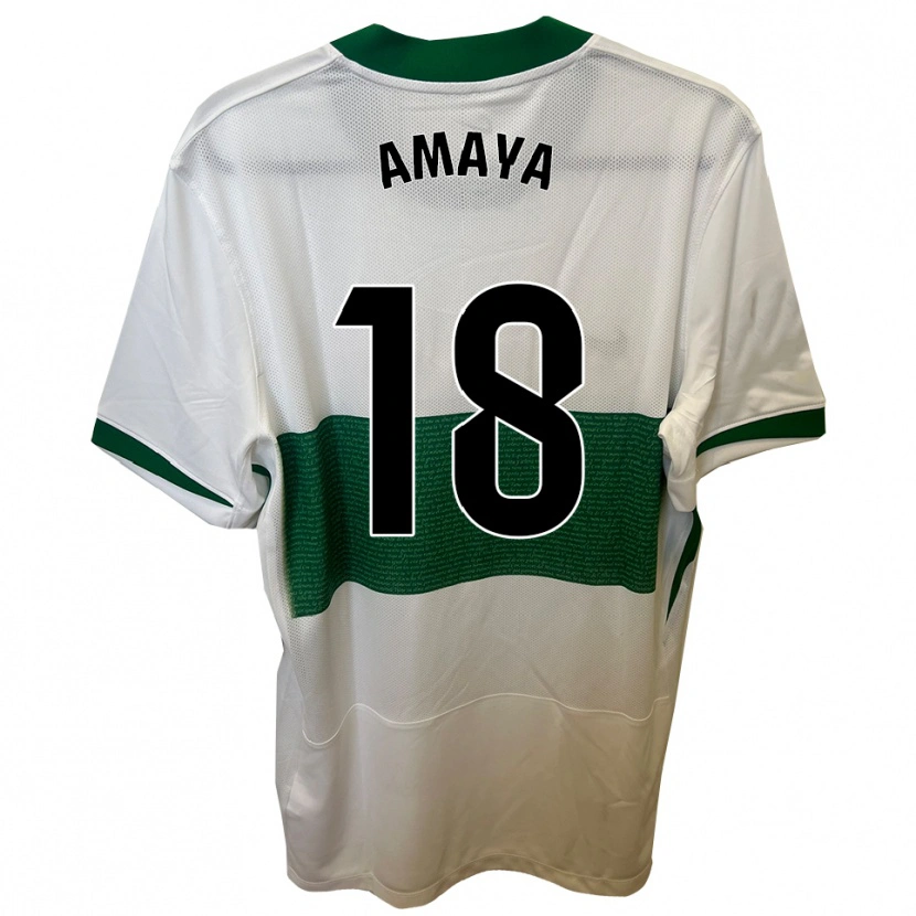 Danxen Hombre Camiseta María Amaya #18 Blanco Verde 1ª Equipación 2025/26 La Camisa México