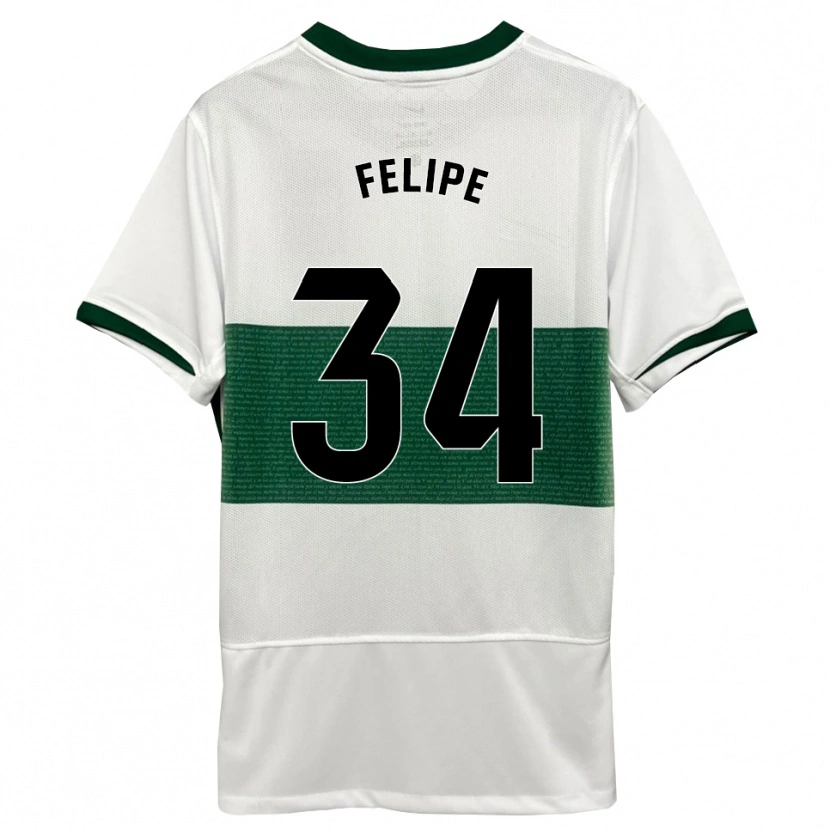 Danxen Hombre Camiseta Pablo Felipe #34 Blanco Verde 1ª Equipación 2025/26 La Camisa México