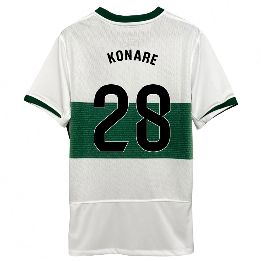 Danxen Hombre Camiseta Umaru Konare #28 Blanco Verde 1ª Equipación 2025/26 La Camisa México