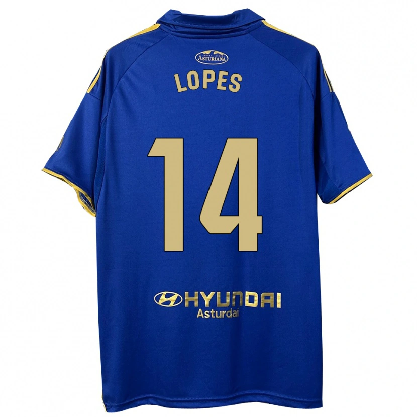Danxen Hombre Camiseta Adrián Lopes #14 Azul Oro 1ª Equipación 2025/26 La Camisa México
