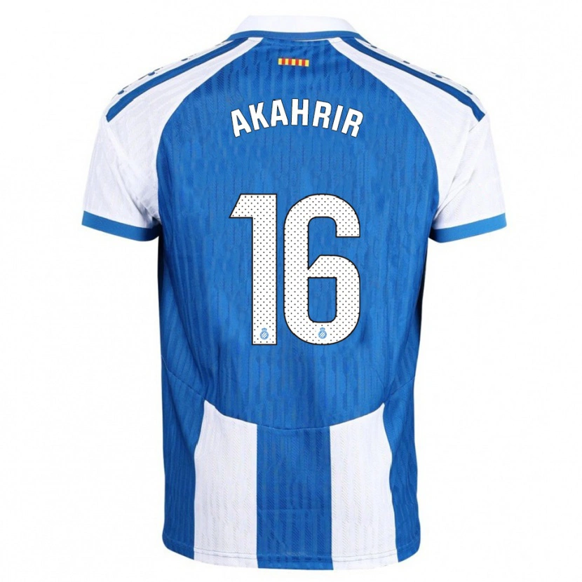 Danxen Hombre Camiseta Mohamed Akahrir #16 Azul Blanco 1ª Equipación 2025/26 La Camisa México