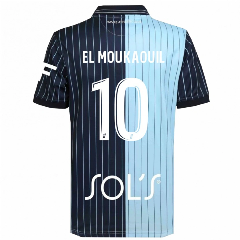 Danxen Hombre Camiseta Mohamed El Moukaouil #10 Azul Marino Celeste 1ª Equipación 2025/26 La Camisa México
