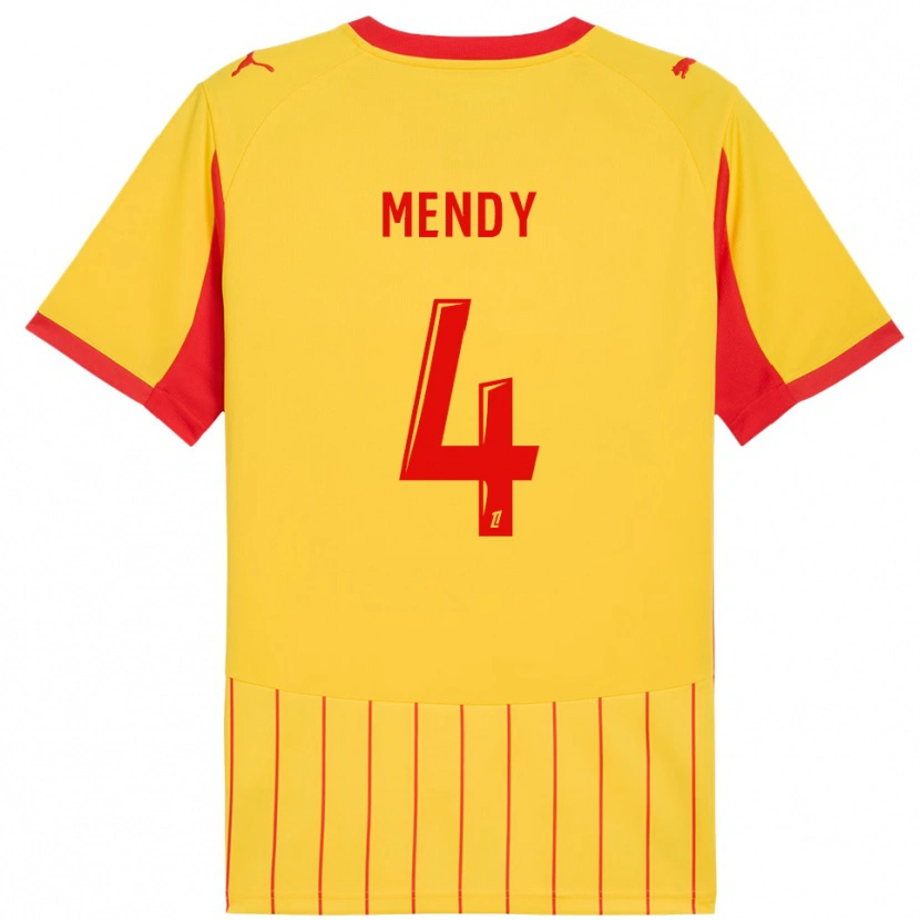 Danxen Hombre Camiseta Ellijah Mendy #4 Amarillo Rojo 1ª Equipación 2025/26 La Camisa México