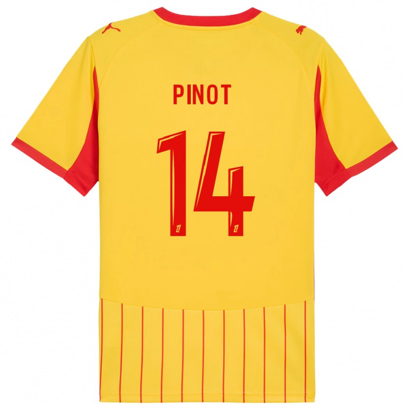 Danxen Hombre Camiseta Laurine Pinot #14 Amarillo Rojo 1ª Equipación 2025/26 La Camisa México