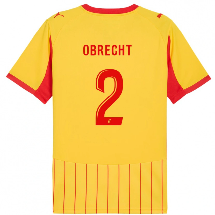 Danxen Hombre Camiseta Laura Obrecht #2 Amarillo Rojo 1ª Equipación 2025/26 La Camisa México
