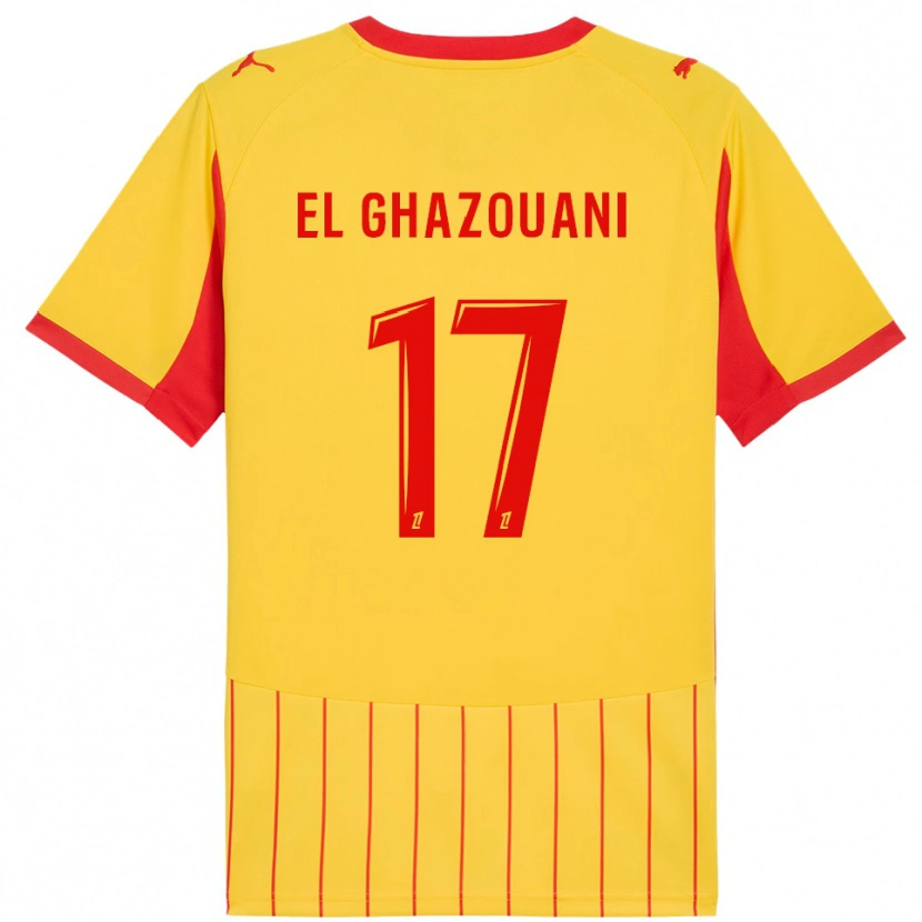 Danxen Hombre Camiseta Fatima El Ghazouani #17 Amarillo Rojo 1ª Equipación 2025/26 La Camisa México