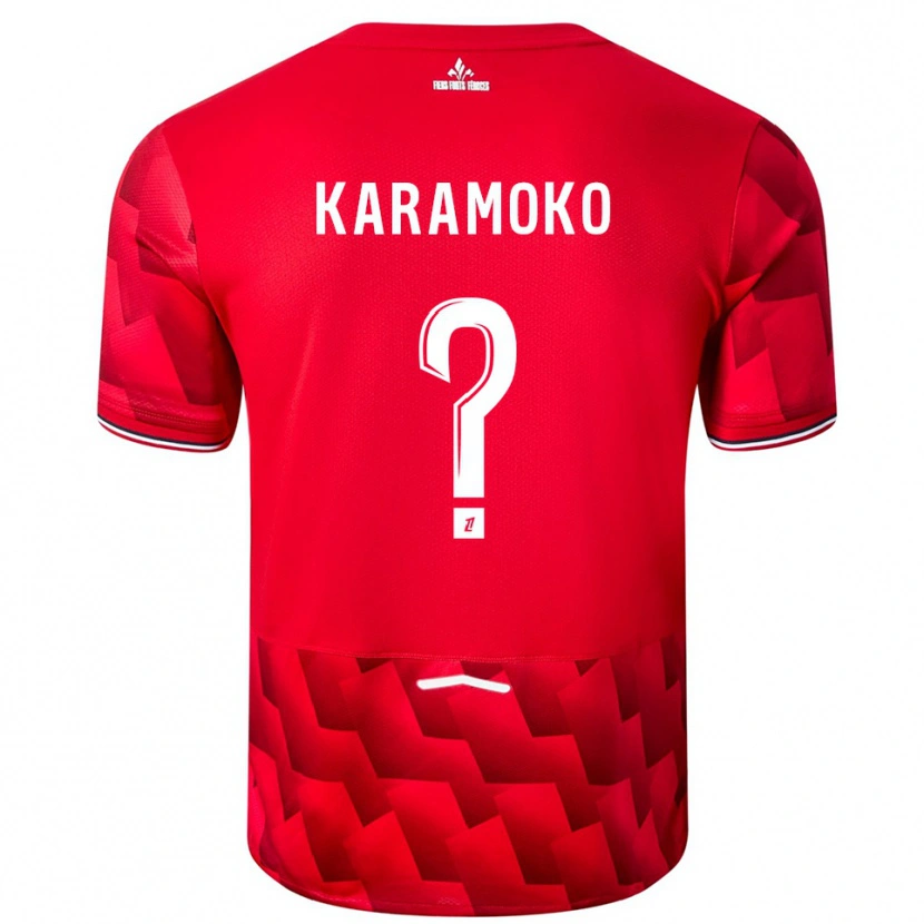 Danxen Hombre Camiseta Ibrahim Karamoko #0 Rojo Blanco 1ª Equipación 2025/26 La Camisa México