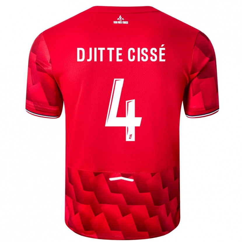 Danxen Hombre Camiseta Babacar Djitte Cissé #4 Rojo Blanco 1ª Equipación 2025/26 La Camisa México