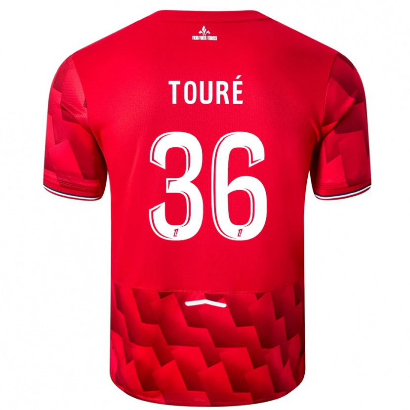 Danxen Hombre Camiseta Ousmane Touré #36 Rojo Blanco 1ª Equipación 2025/26 La Camisa México