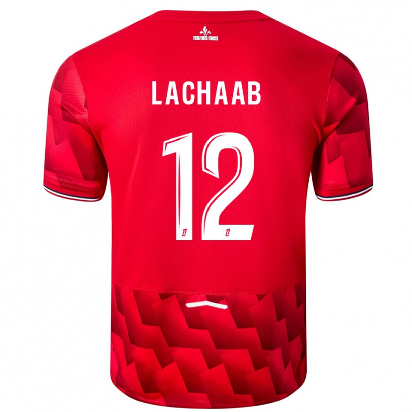 Danxen Hombre Camiseta Younes Lachaab #12 Rojo Blanco 1ª Equipación 2025/26 La Camisa México