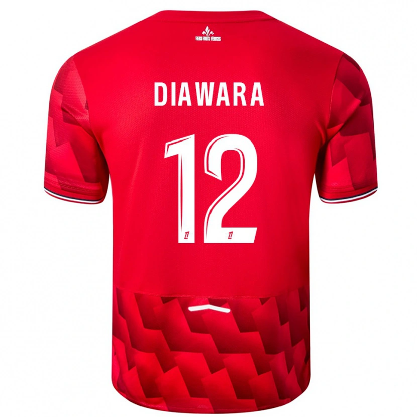 Danxen Hombre Camiseta Bakari Diawara #12 Rojo Blanco 1ª Equipación 2025/26 La Camisa México