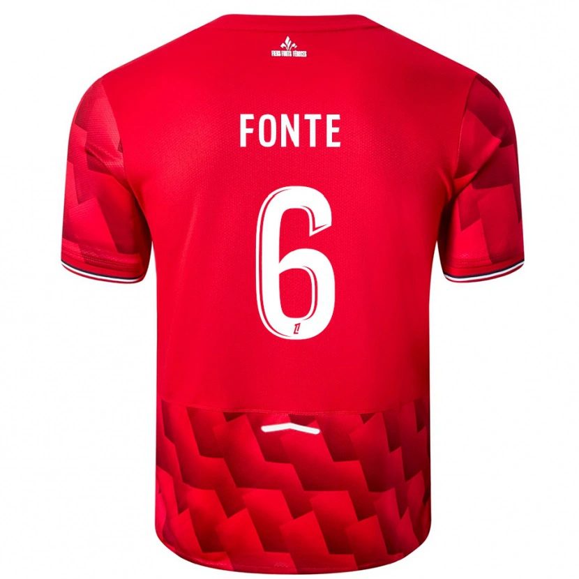 Danxen Hombre Camiseta Jose Fonte #6 Rojo Blanco 1ª Equipación 2025/26 La Camisa México
