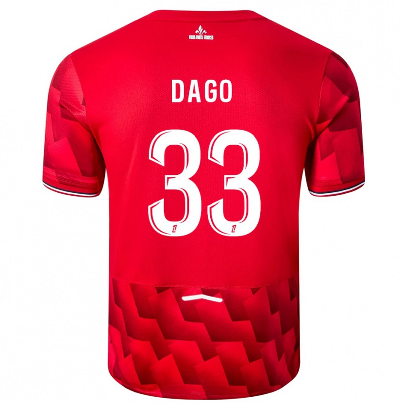 Danxen Hombre Camiseta Trévis Dago #33 Rojo Blanco 1ª Equipación 2025/26 La Camisa México