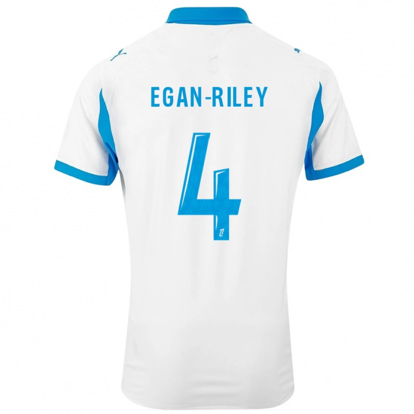 Danxen Hombre Camiseta Cj Egan-Riley #4 Blanco Celeste 1ª Equipación 2025/26 La Camisa México