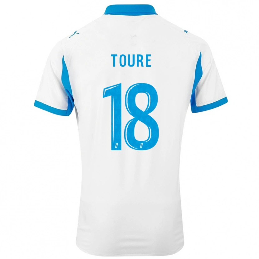 Danxen Hombre Camiseta Isaak Toure #18 Blanco Celeste 1ª Equipación 2025/26 La Camisa México