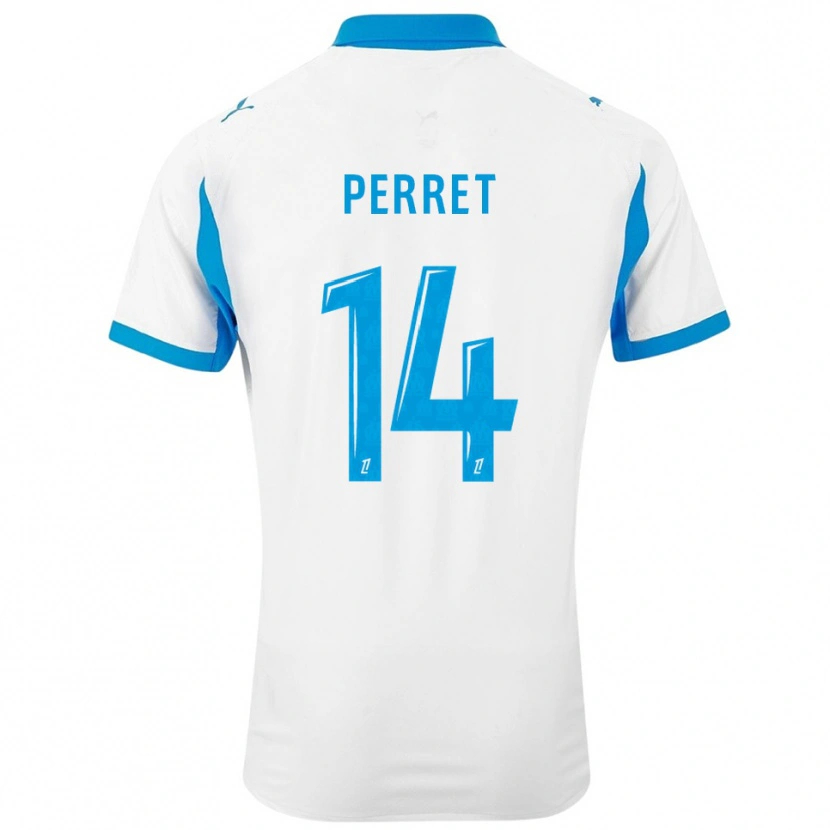 Danxen Hombre Camiseta Jenny Perret #14 Blanco Celeste 1ª Equipación 2025/26 La Camisa México