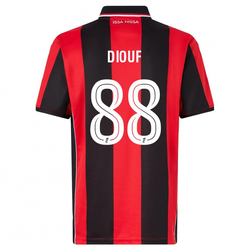 Danxen Hombre Camiseta Yehvann Diouf #88 Rojo Negro 1ª Equipación 2025/26 La Camisa México