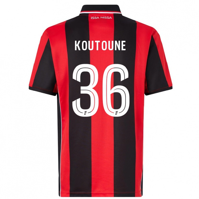 Danxen Hombre Camiseta Hamza Koutoune #36 Rojo Negro 1ª Equipación 2025/26 La Camisa México